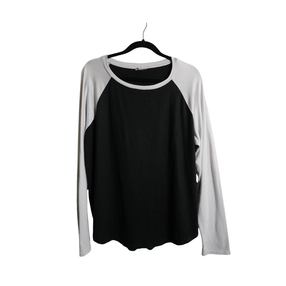SO Raglan Sleeve Top XXL Casual Baseball Tee Black Gray Long Sleeve Colorblock